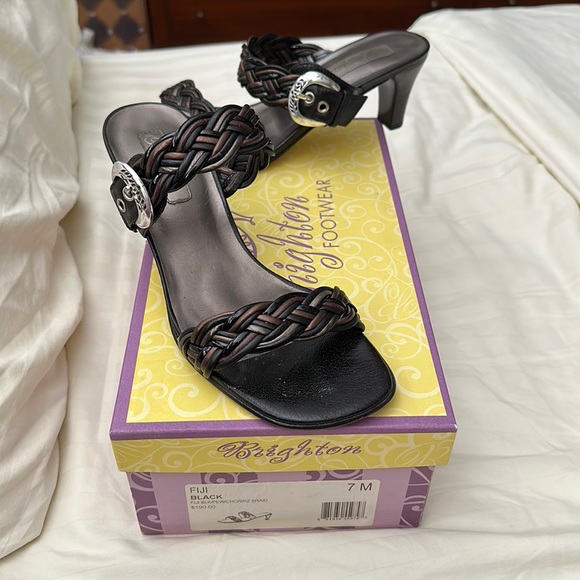 Brighton Shoes Brighton Black Mini Heels With Braided Straps Poshmark